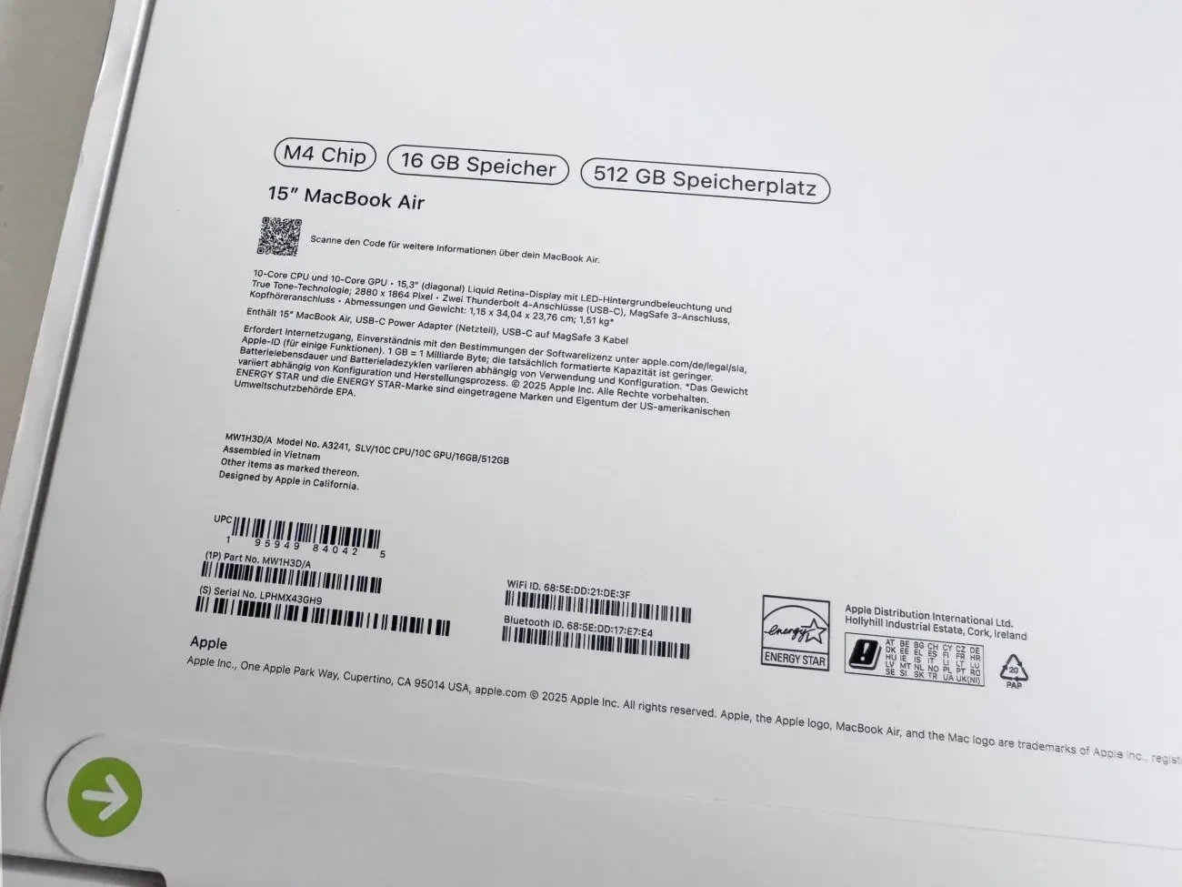 Новий. Apple MacBook Air 15 M4 16/512GB 2025 Silver MW1H3 A3241 3