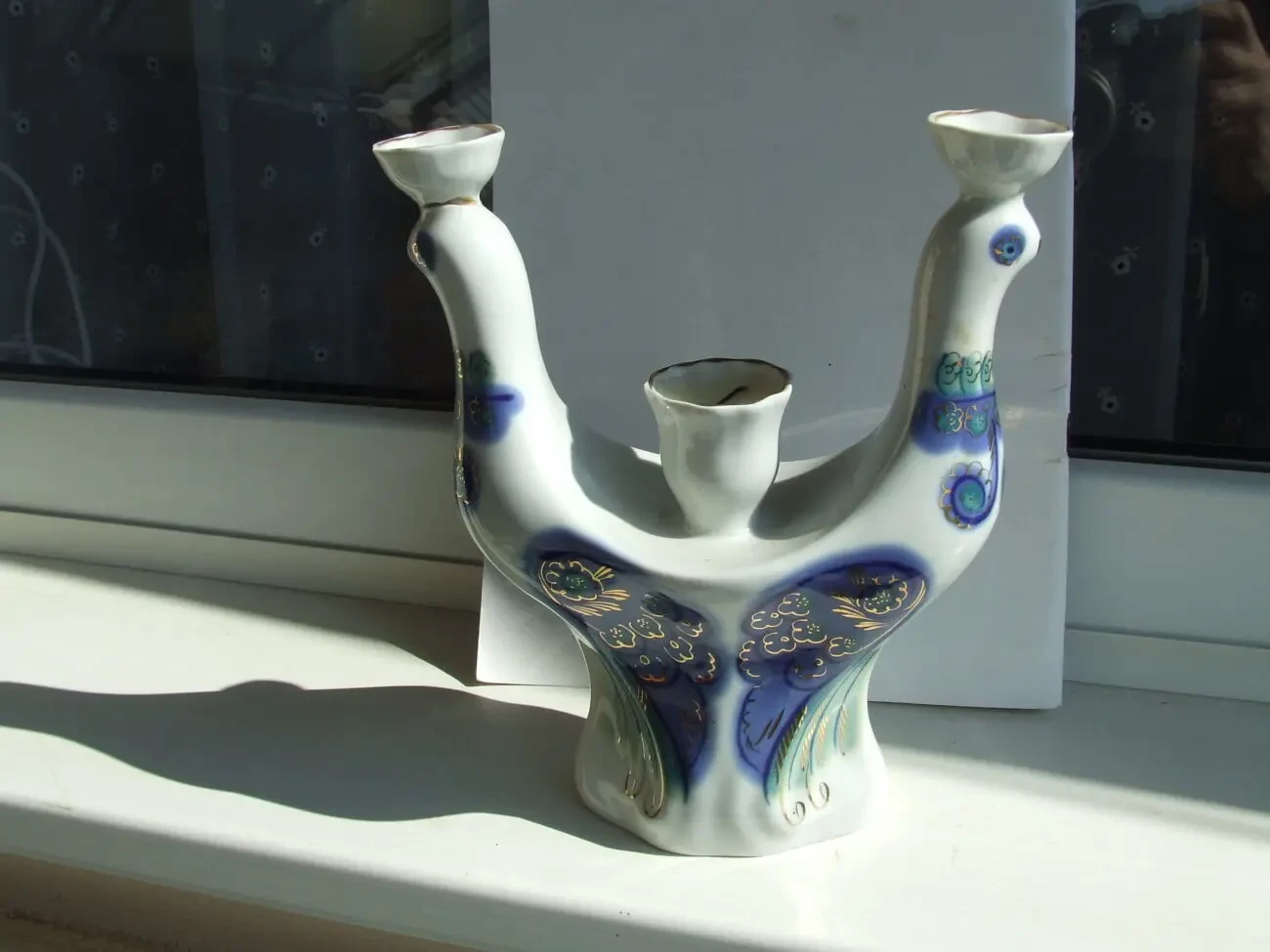 Фарфоровий підсвічник на три свічі голуби полонне роз. 22 х 18 см. 19