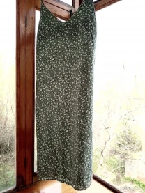 Мятный Зеленый сарафан на бретелях с 10, ровный, длинный, белые цветы