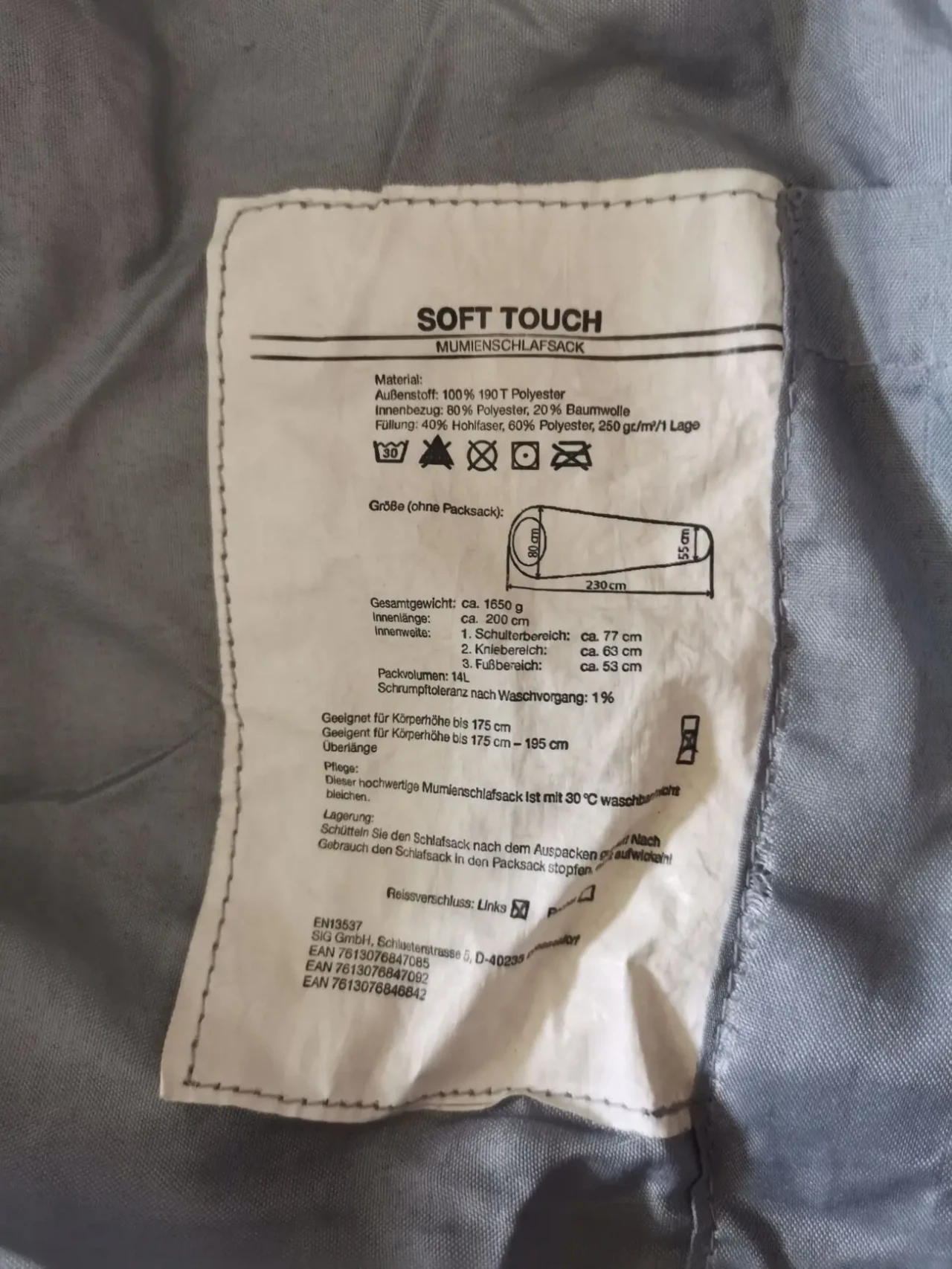 Спальний мішок-кокон Mumienschlafsack Soft Touch (230х80 см) 9