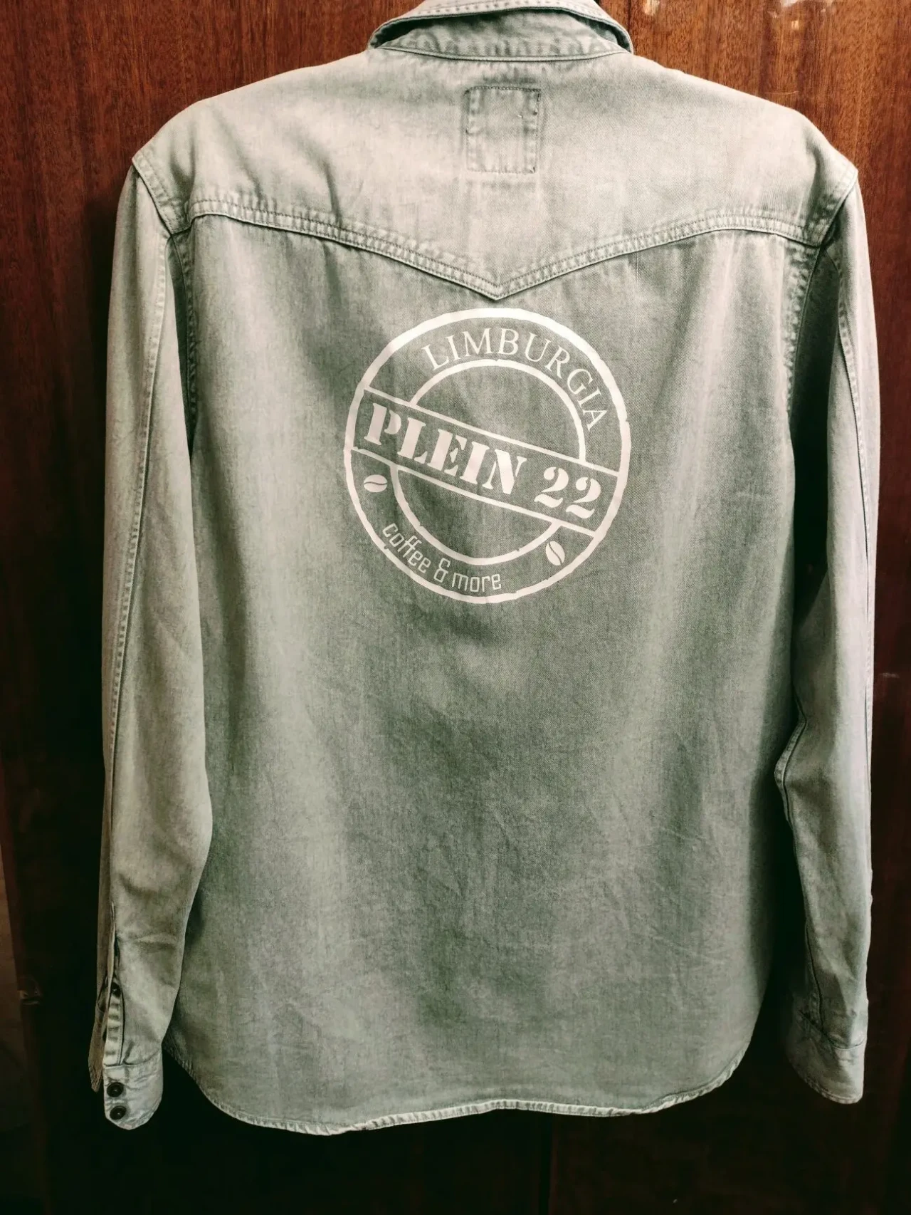 Рубашка мужская джинсовая серая, коттон. 8