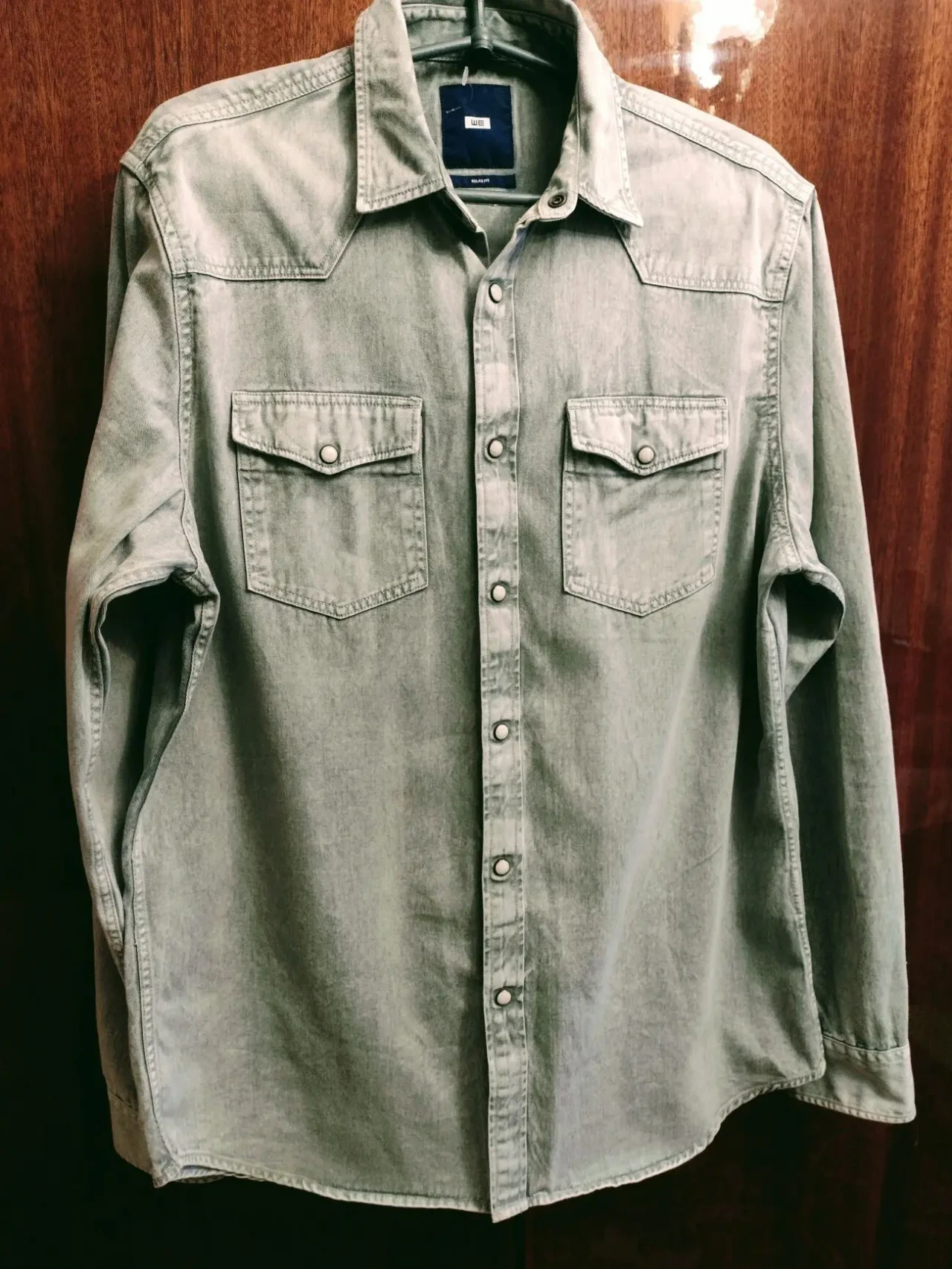 Рубашка мужская джинсовая серая, коттон.