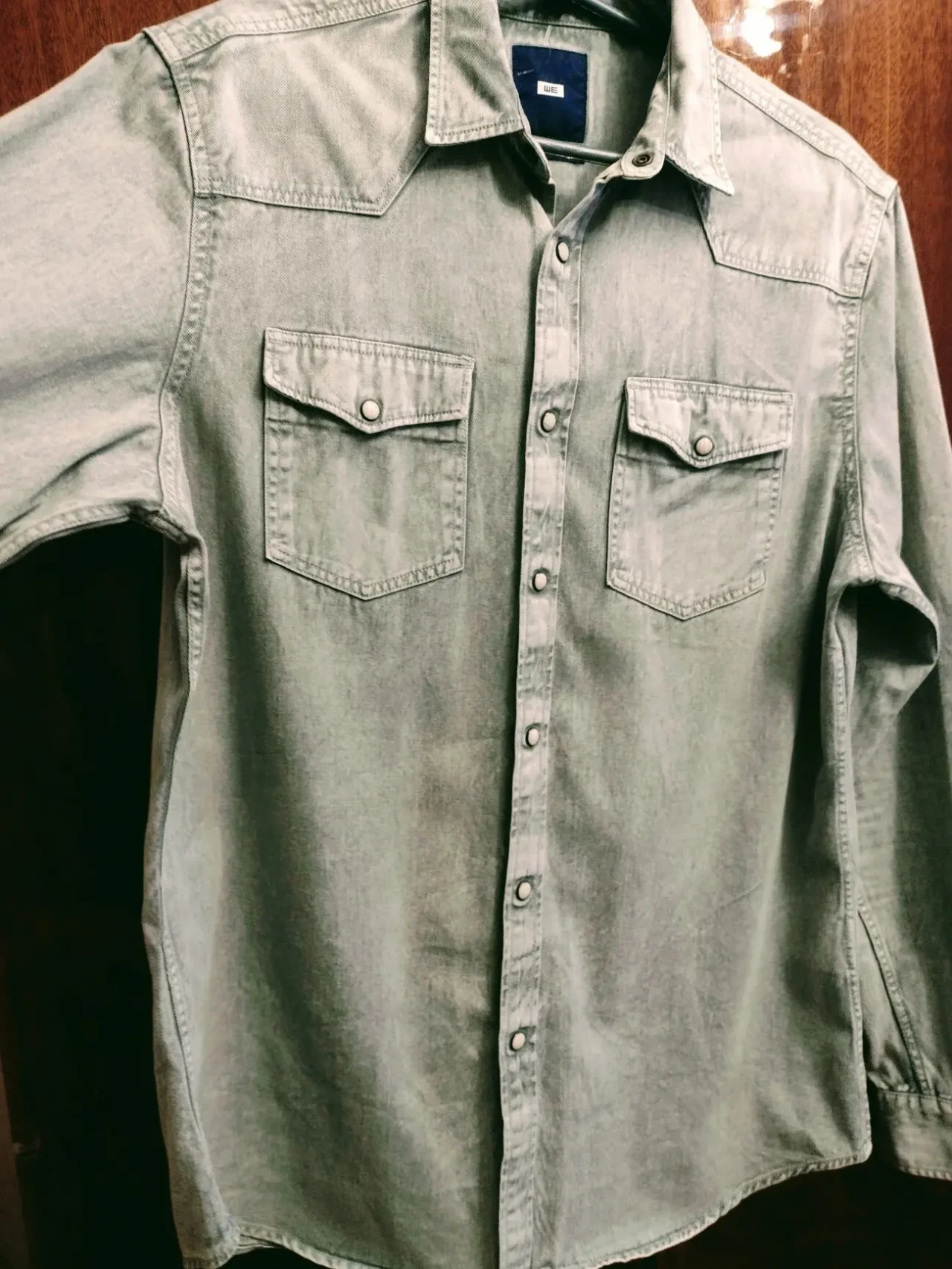 Рубашка мужская джинсовая серая, коттон. 5