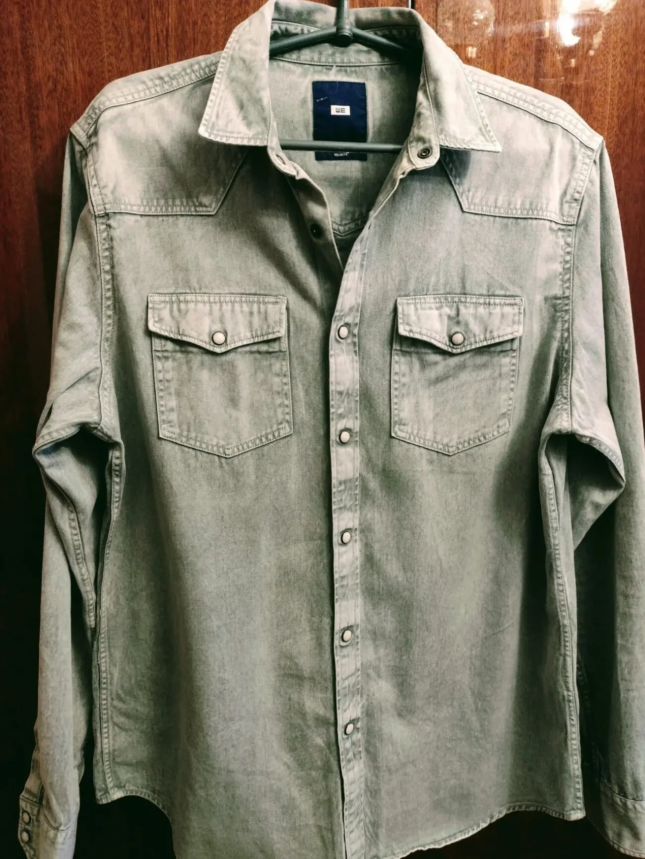 Рубашка мужская джинсовая серая, коттон. 6