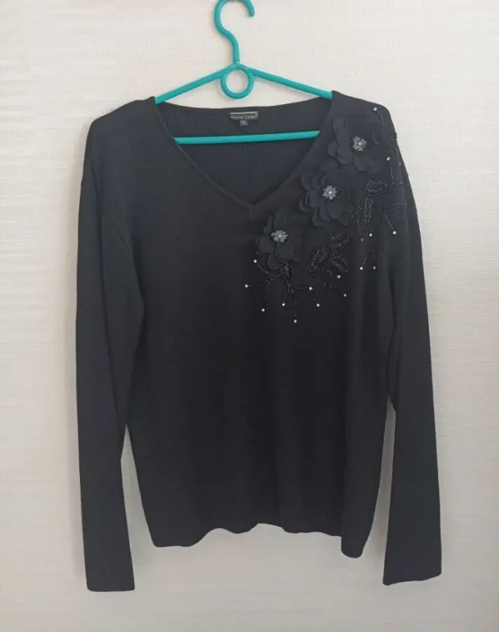 Donna Caren Свитер женский полушерсть черный XL на 52  черный Турция 5