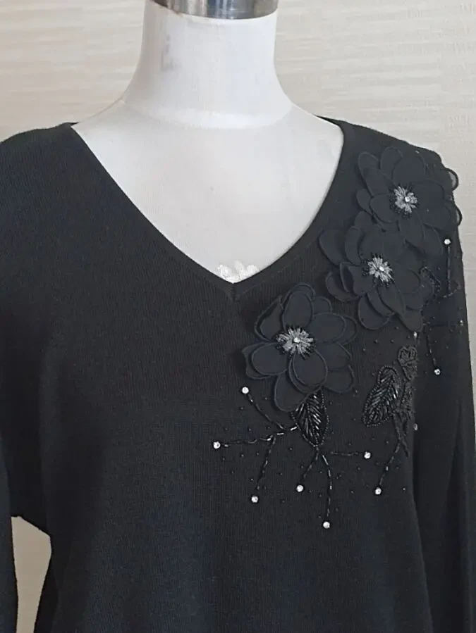 Donna Caren Свитер женский полушерсть черный XL на 52  черный Турция 3