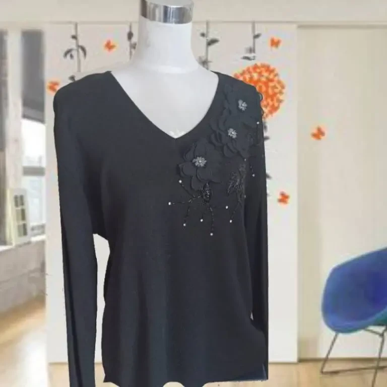 Donna Caren Свитер женский полушерсть черный XL на 52  черный Турция