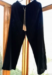 Черные штаны м 12 14 вискоза лен летние костюмные прямые свободные