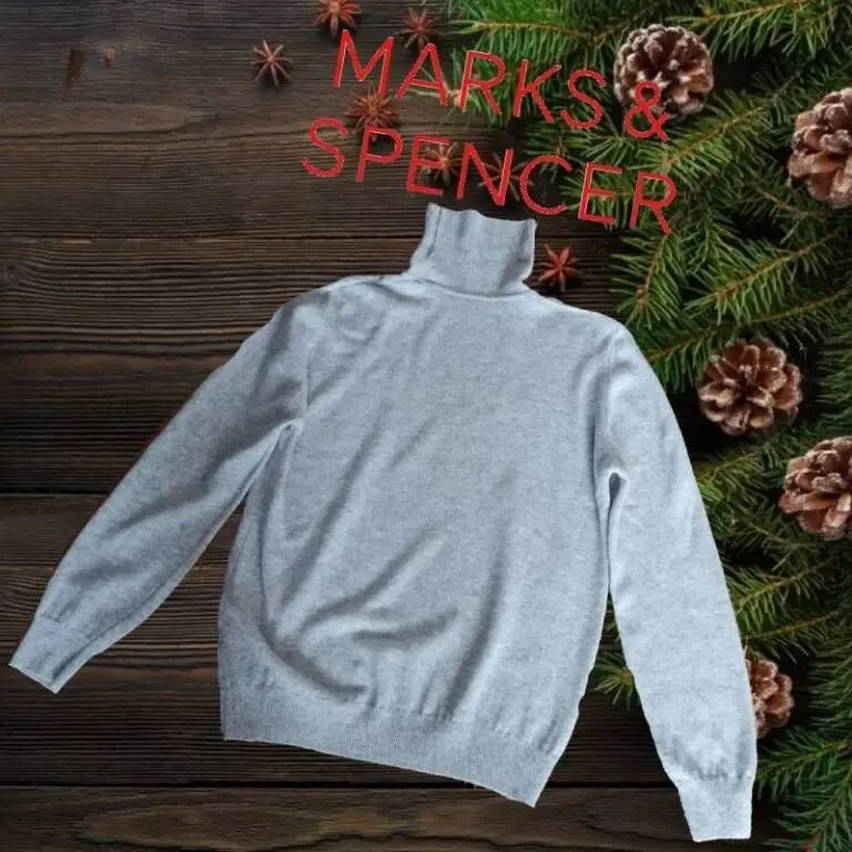 Marks Spencer Шерстяной женский гольф серый меланж 14 на 48 2