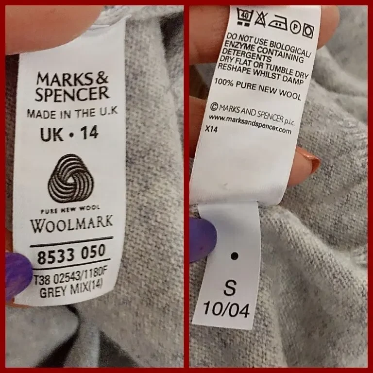 Marks Spencer Шерстяной женский гольф серый меланж 14 на 48 10