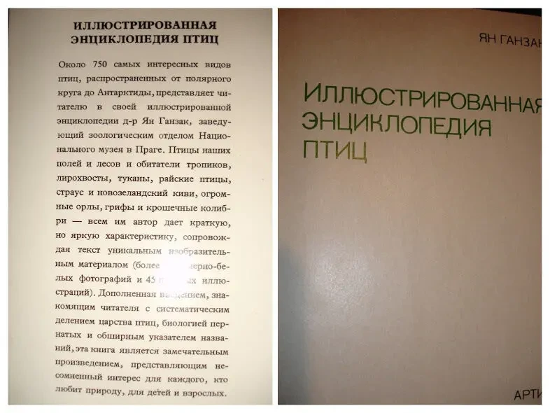 ГАНЗАК Ян. ИЛЛЮСТРИРОВАННАЯ ЭНЦИКЛОПЕДИЯ ПТИЦ. Артия. 1985. 582 с. 3