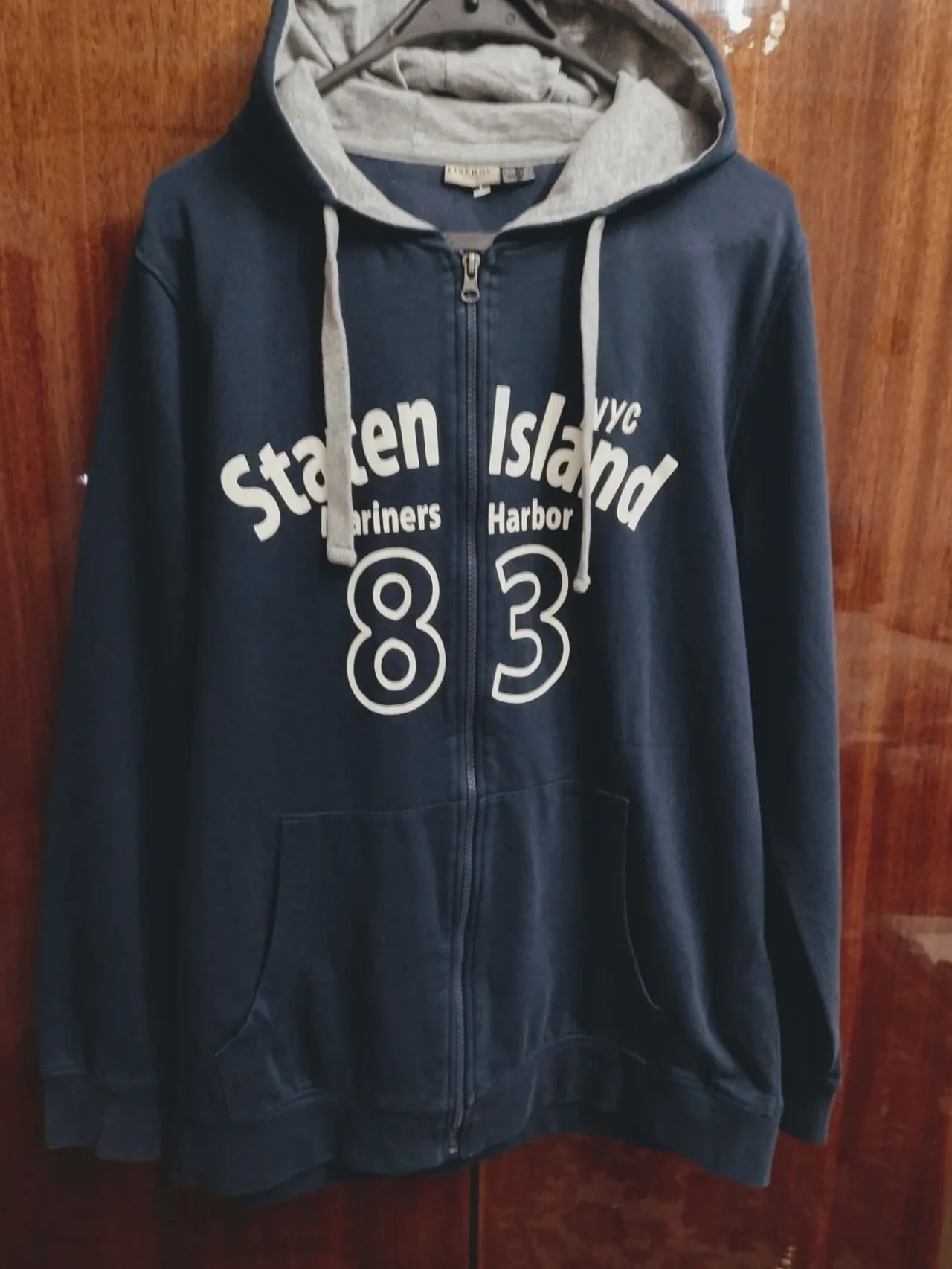 Мужская кофта с капюшоном, хлопок, синяя.