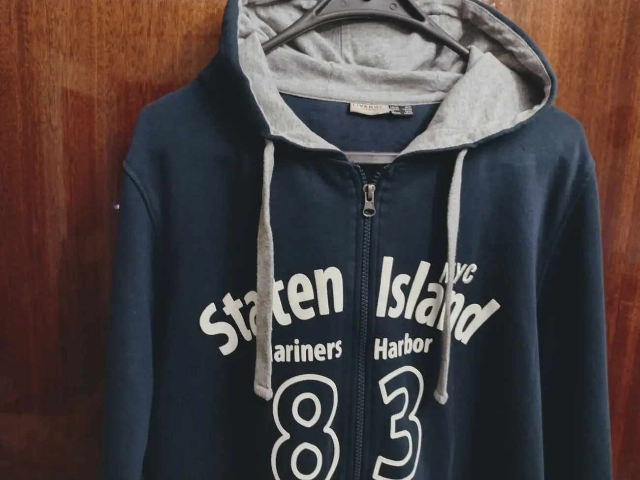 Мужская кофта с капюшоном, хлопок, синяя. 7