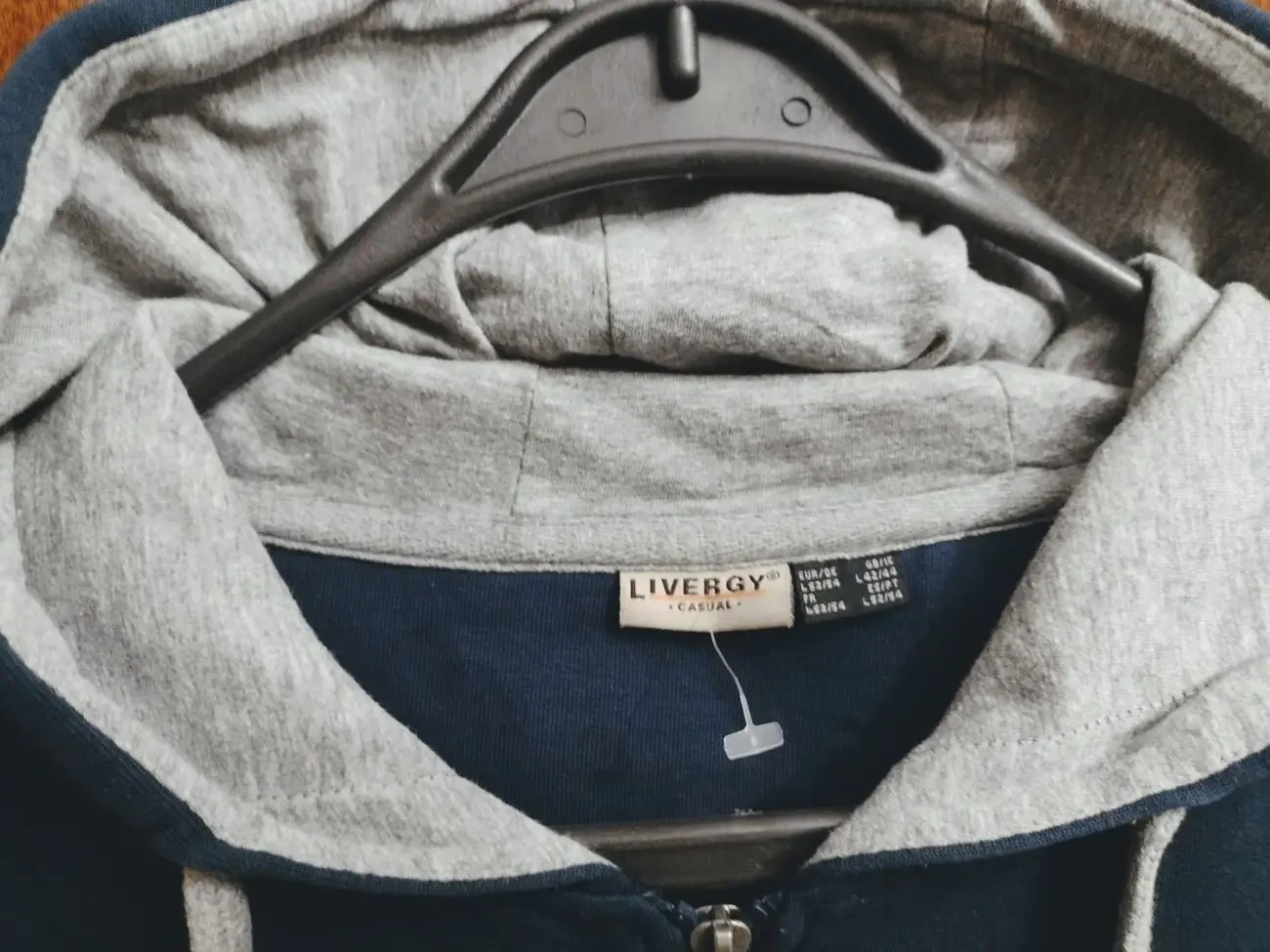 Мужская кофта с капюшоном, хлопок, синяя. 3