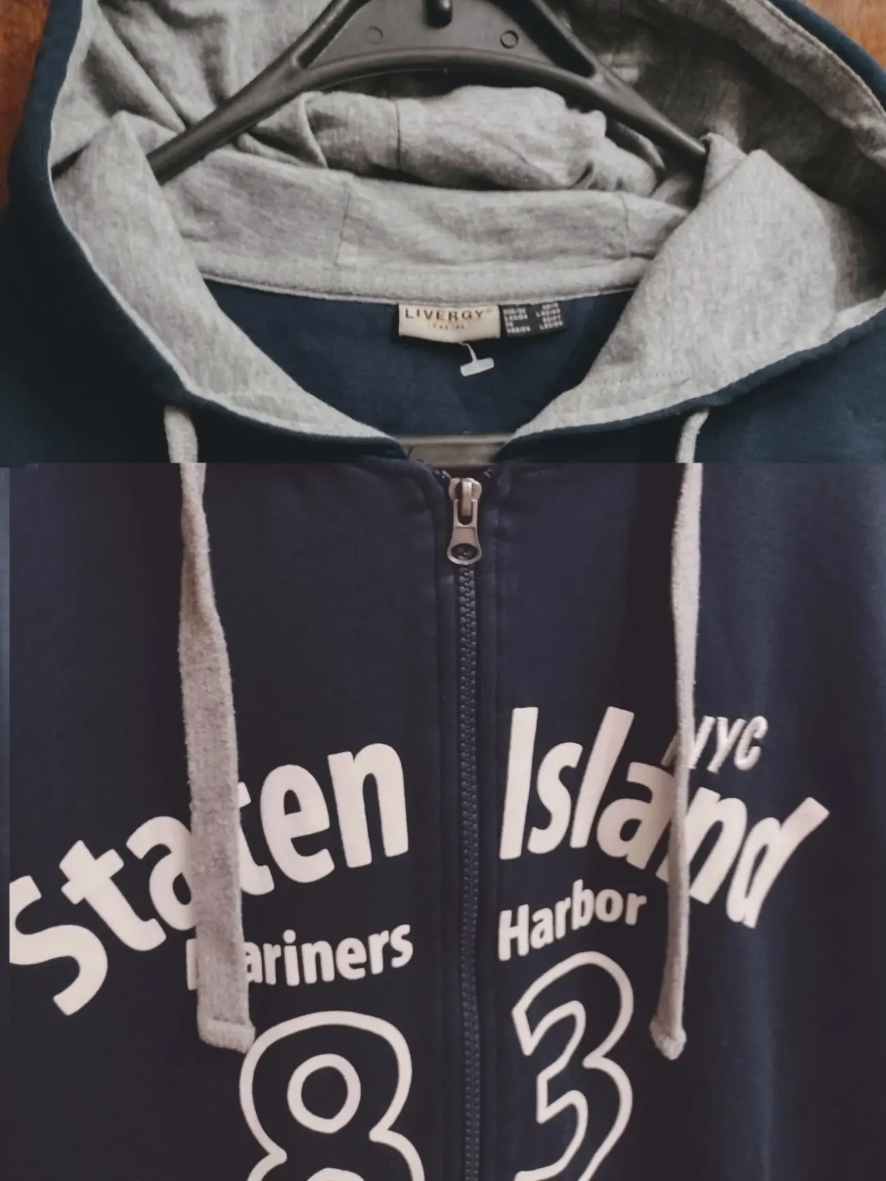 Мужская кофта с капюшоном, хлопок, синяя. 2