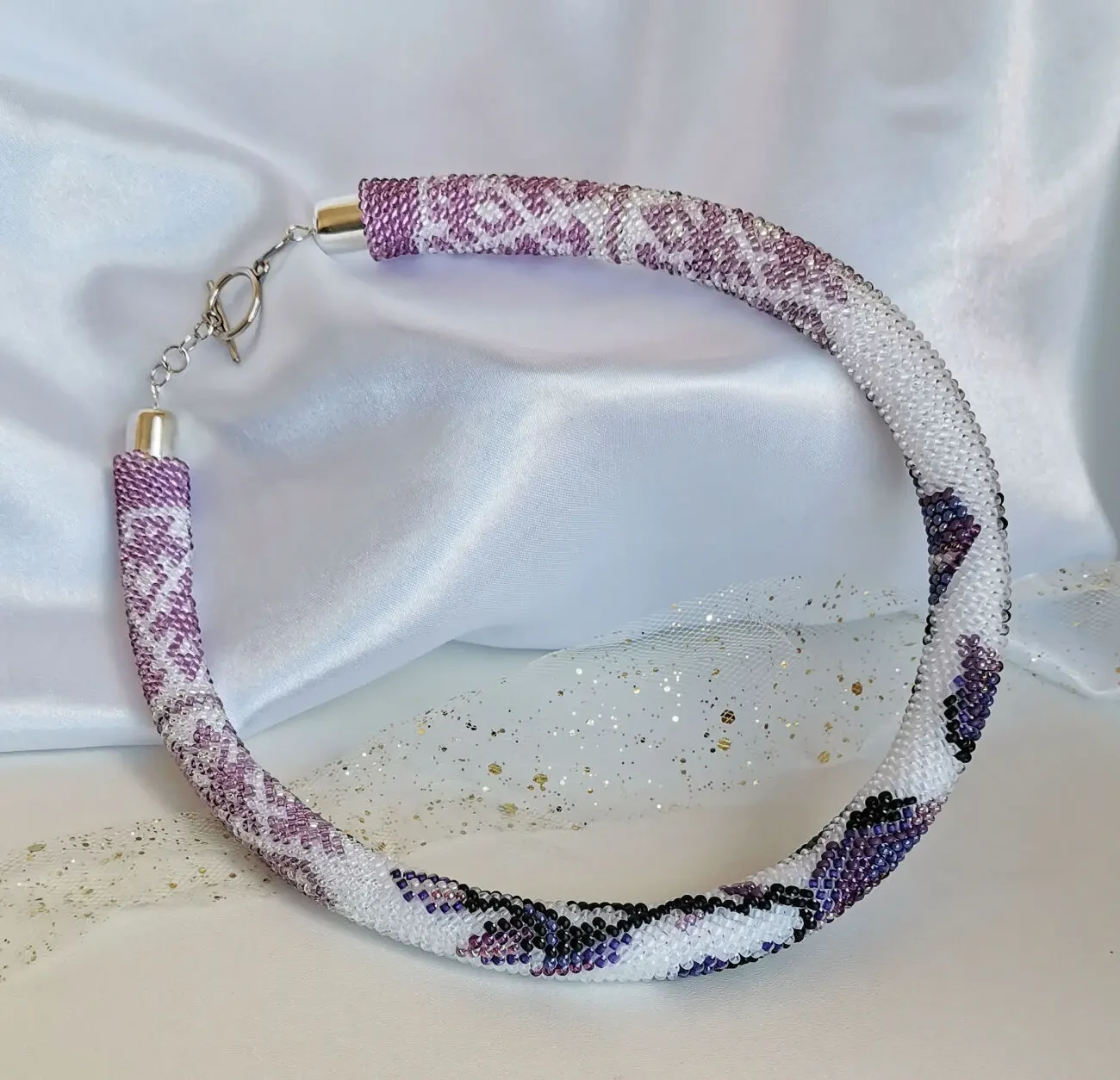 Прикраса із бісеру кольє-джгут Симфонія 8