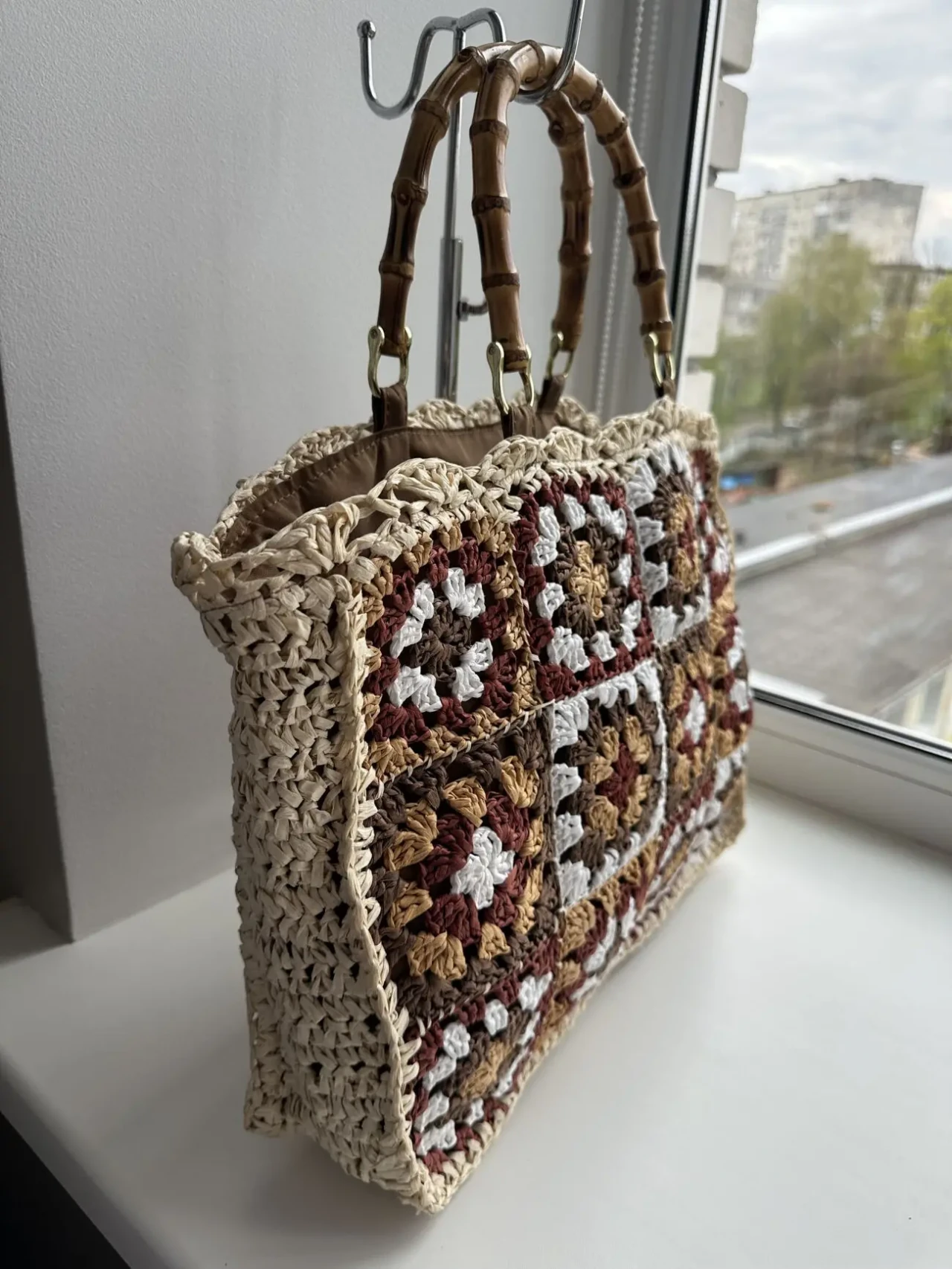 Фірмова  сумка тоут ручної роботи  з бамбуковими ручками 2