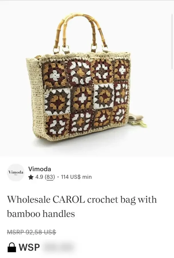 Фірмова  сумка тоут ручної роботи  з бамбуковими ручками 9