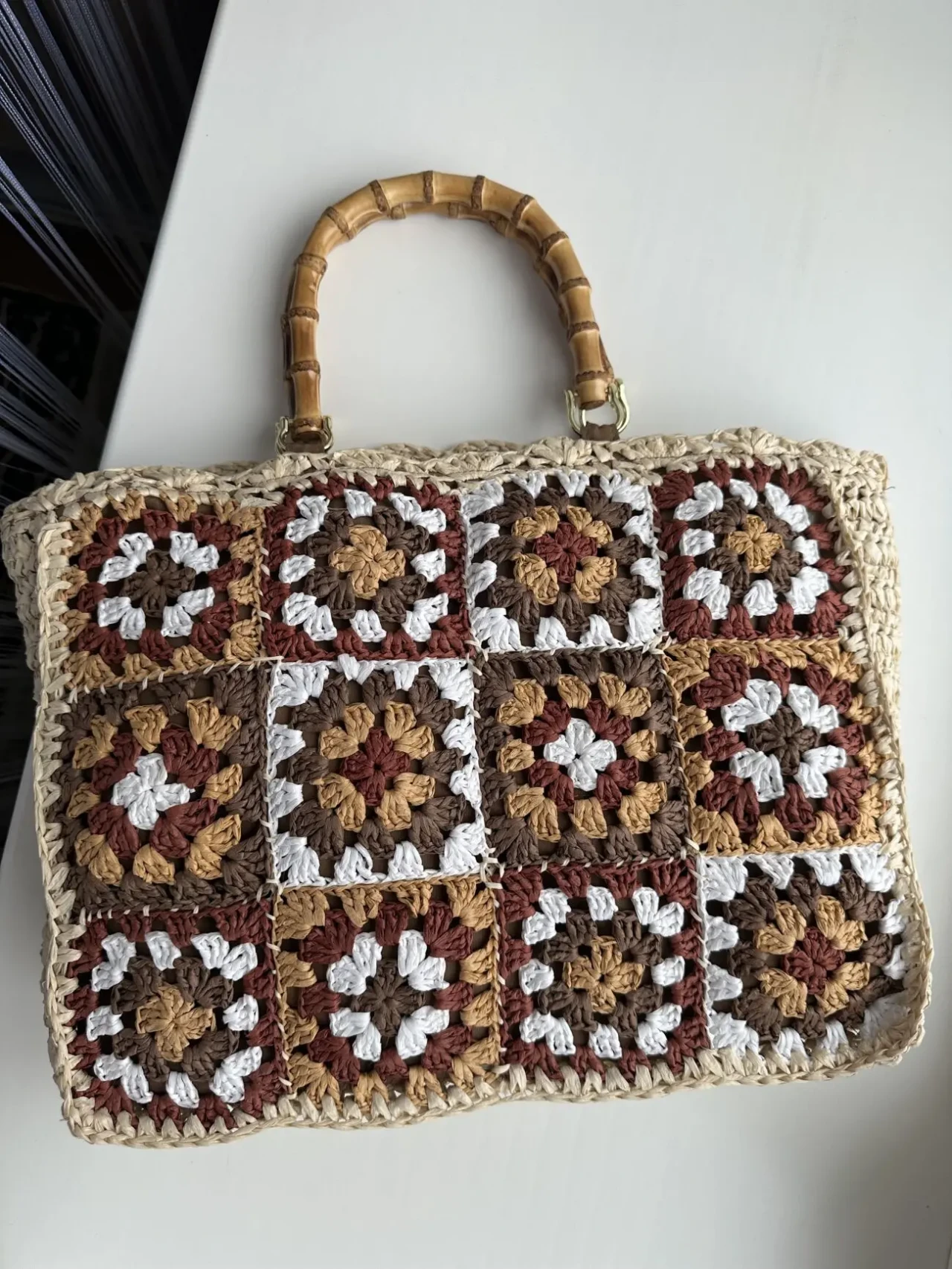 Фірмова  сумка тоут ручної роботи  з бамбуковими ручками 4