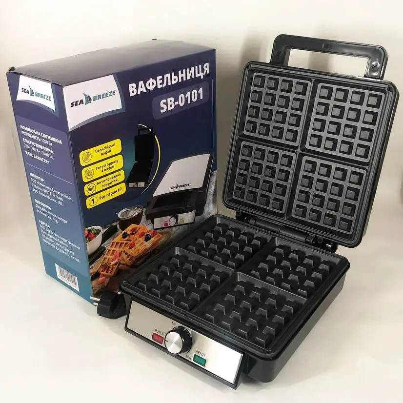 Електрична вафельниця SeaBreeze SB-0101 1200 Вт, якісна вафельниця