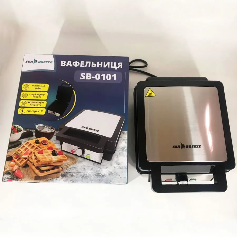 Електрична вафельниця SeaBreeze SB-0101 1200 Вт, якісна вафельниця 5