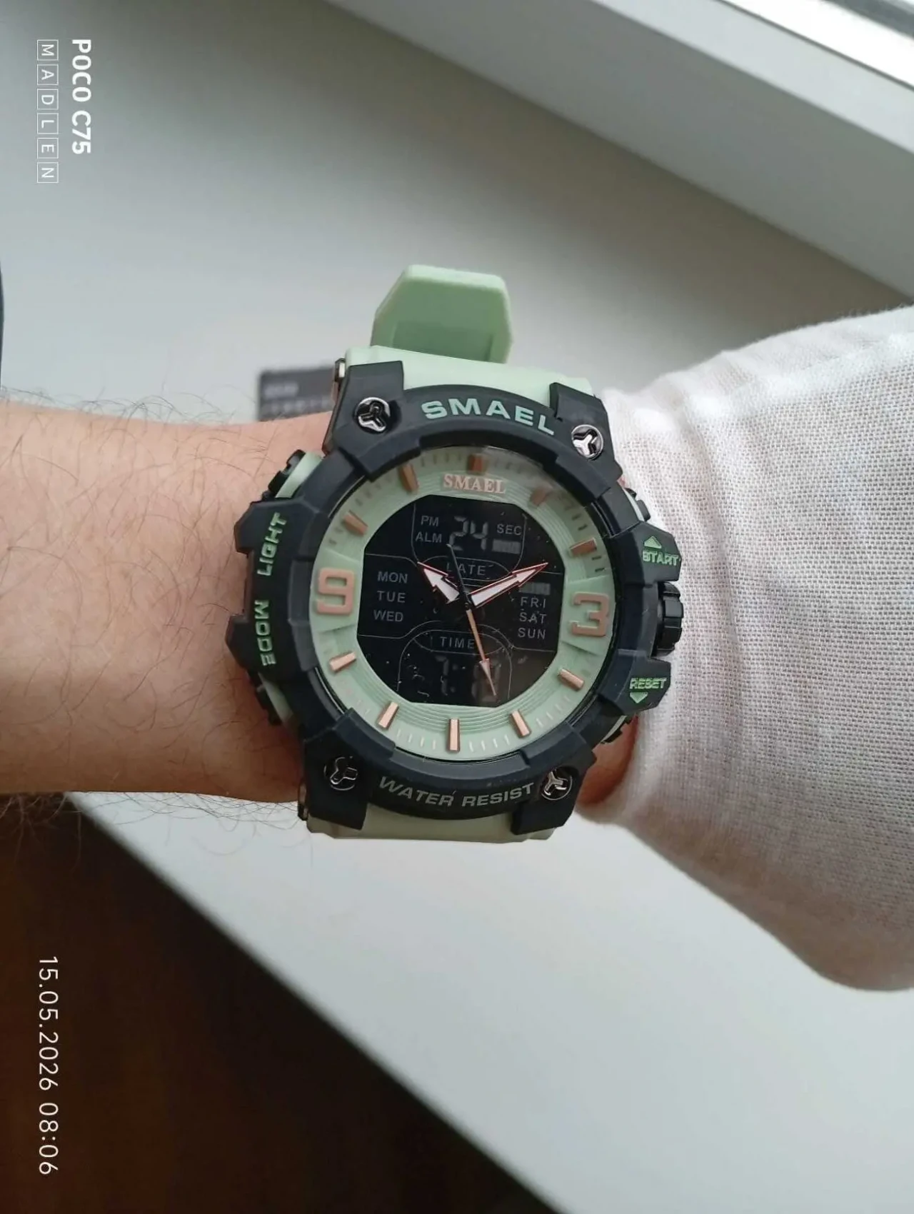 Мужские часы Smael 8049 black green 4