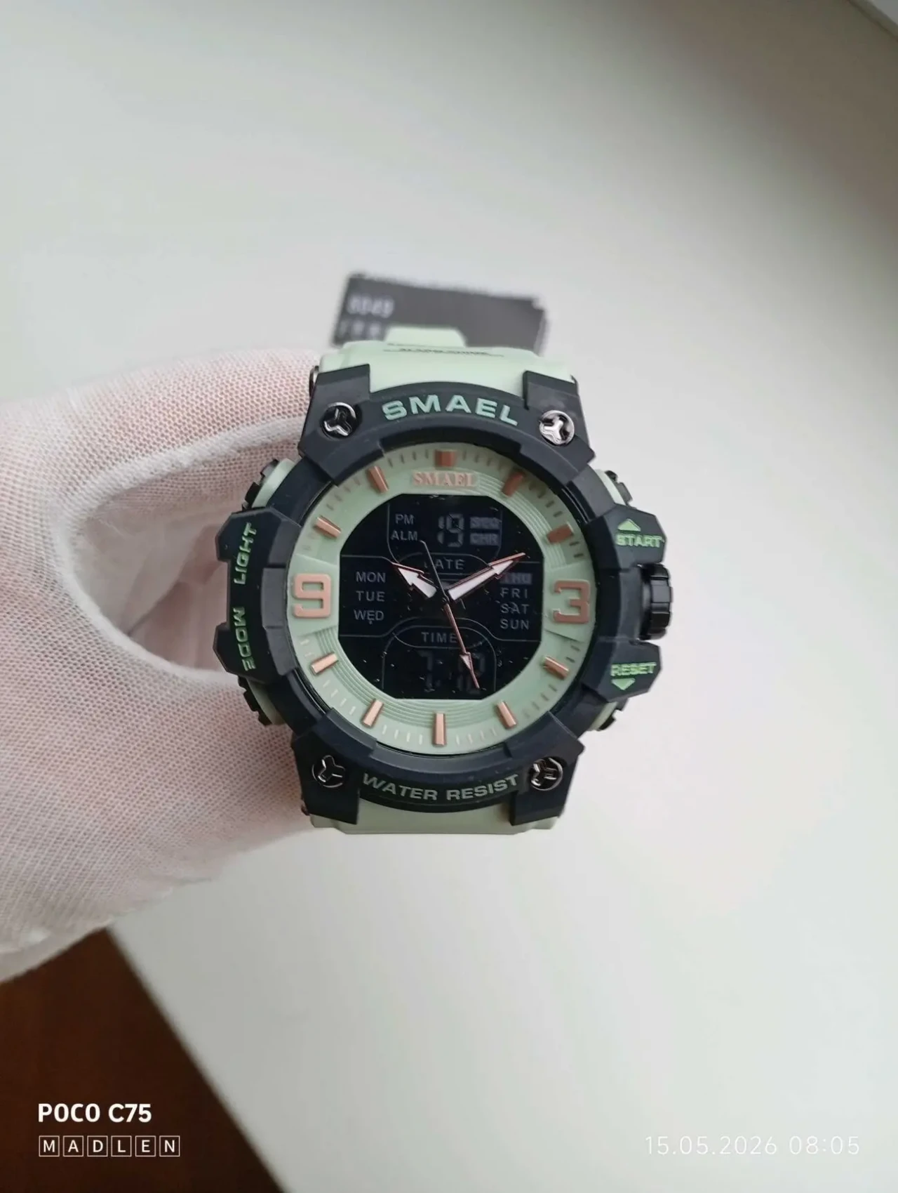 Мужские часы Smael 8049 black green 2