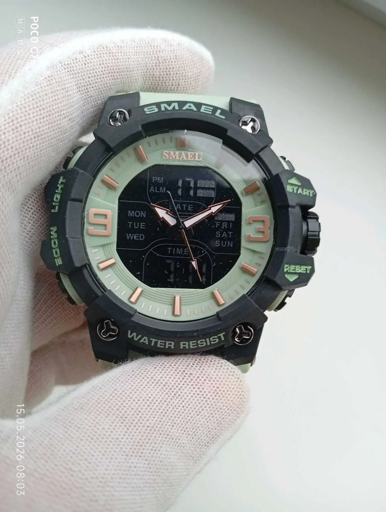 Мужские часы Smael 8049 black green 3