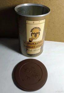 Жестяная баночка коробочка для кофе, чая, продуктов, круглая с крышкой
