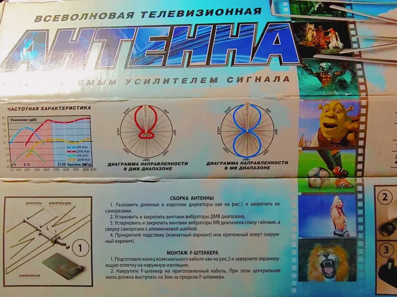 Широкополосная активная ТВ антенна  Dymax с усилителем