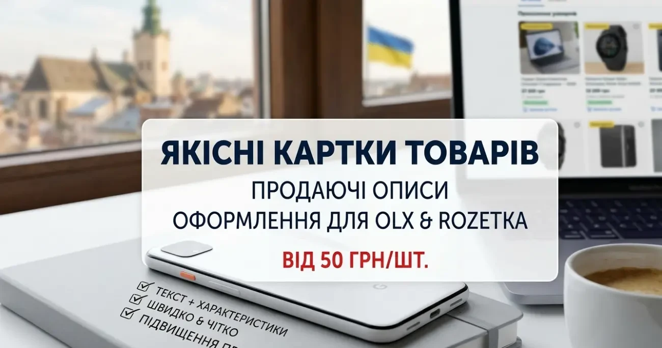 Роблю картки товарів для маркетплейсів під ключ