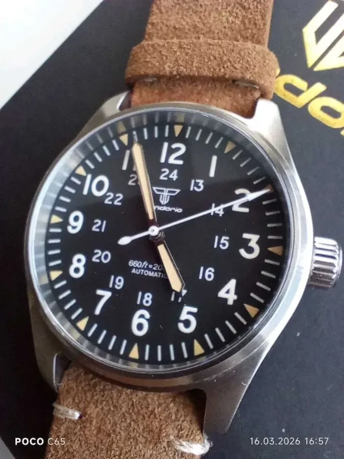 Механические мужские часы авиаторы Tandorio 39mm NH35a 20bar 8