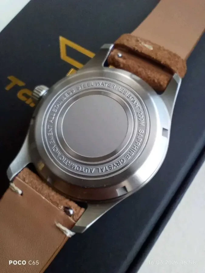 Механические мужские часы авиаторы Tandorio 39mm NH35a 20bar 9