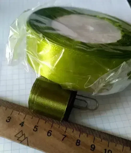 ДЛя поделок творчества лента новая  атласная красивый зеленый цвет 9
