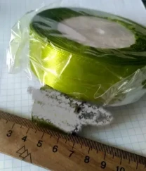 ДЛя поделок творчества лента новая  атласная красивый зеленый цвет