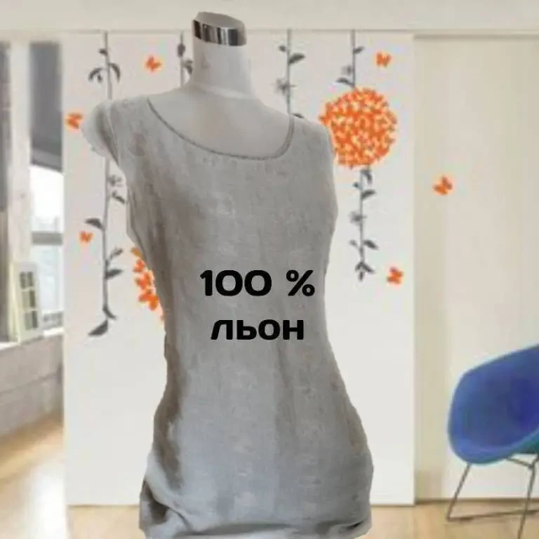 Итальянское льняное женское платье с трикотажными вставками св серое 3