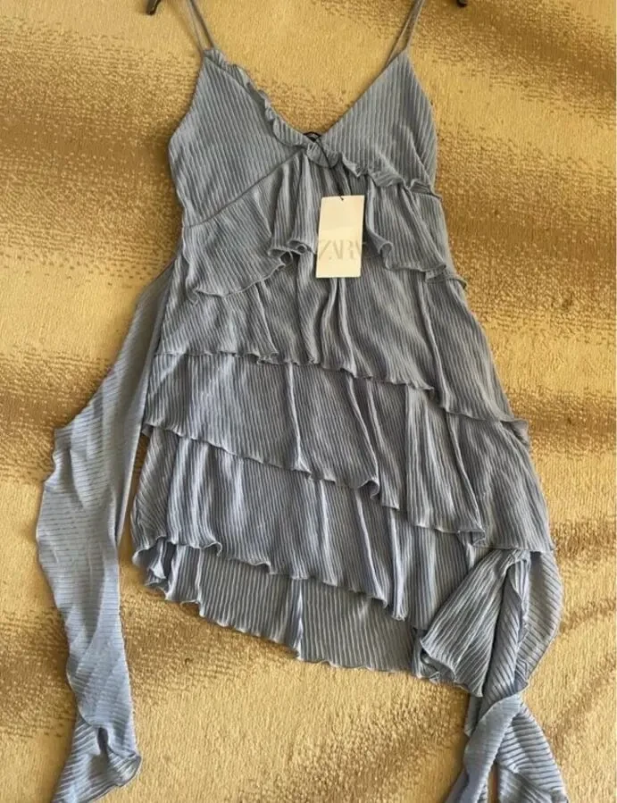 платье сарафан голубой Zara 2