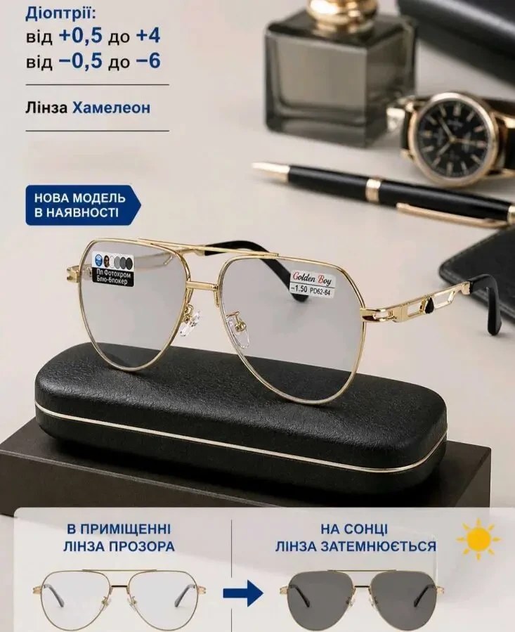 Фотохромні окуляри для зору
