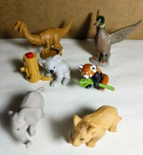 Игрушка утка, коала, рыжая панда, слон, динозавр, львенок фигурка мини статуэтка 6 штук