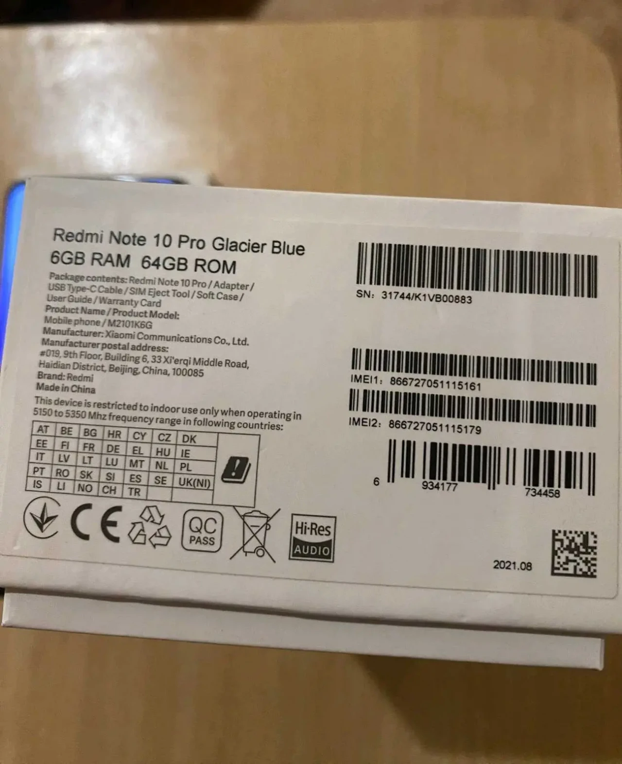 Xiaomi Redmi not 10 pro 6/64 6