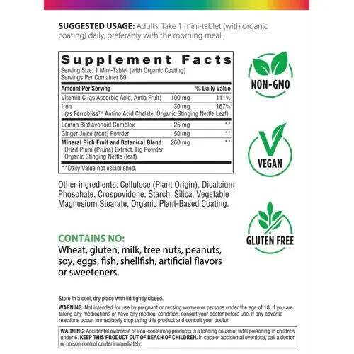 Залізо і поживні речовини з натуральних продуктів, 60 таблеток, Rainbow Light США. 4