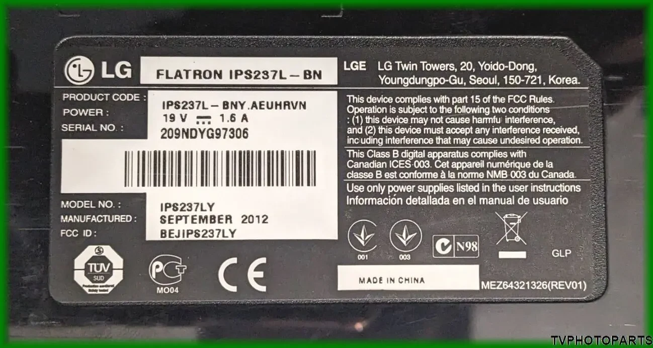Main Board EAX64697201 (1.8) для монітора LG FLATRON IPS237L-BN 5