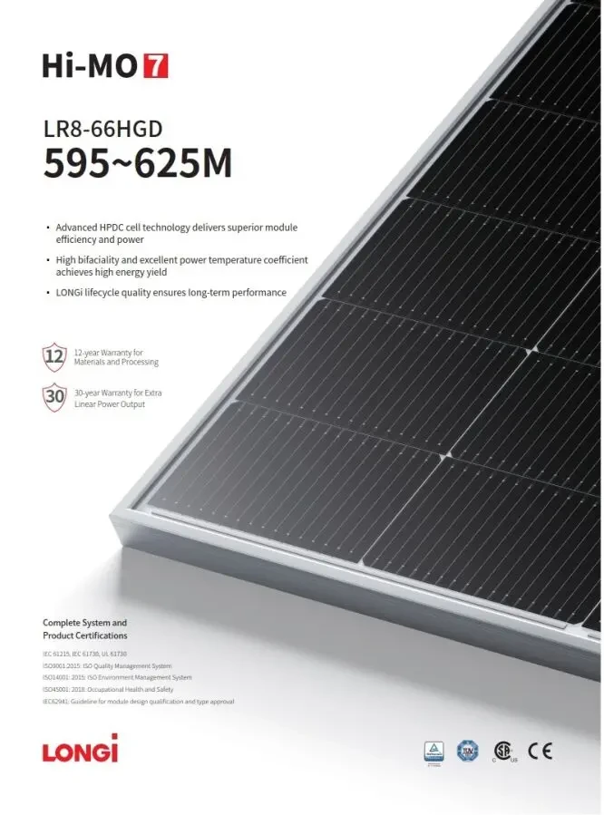 Двостороння сонячна панель 620W Longi HI-MO 7 LR8-66HGD-620M Bifаcial N-type 2