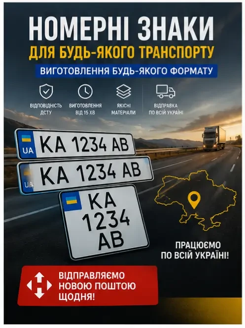 Офіційне виготовлення автомобільних номерів будь якого формату 2