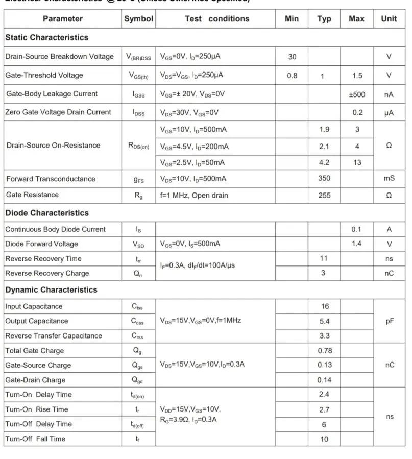Полевой тр-р 2SK3018 n-ch. 30V, 0.1A 3