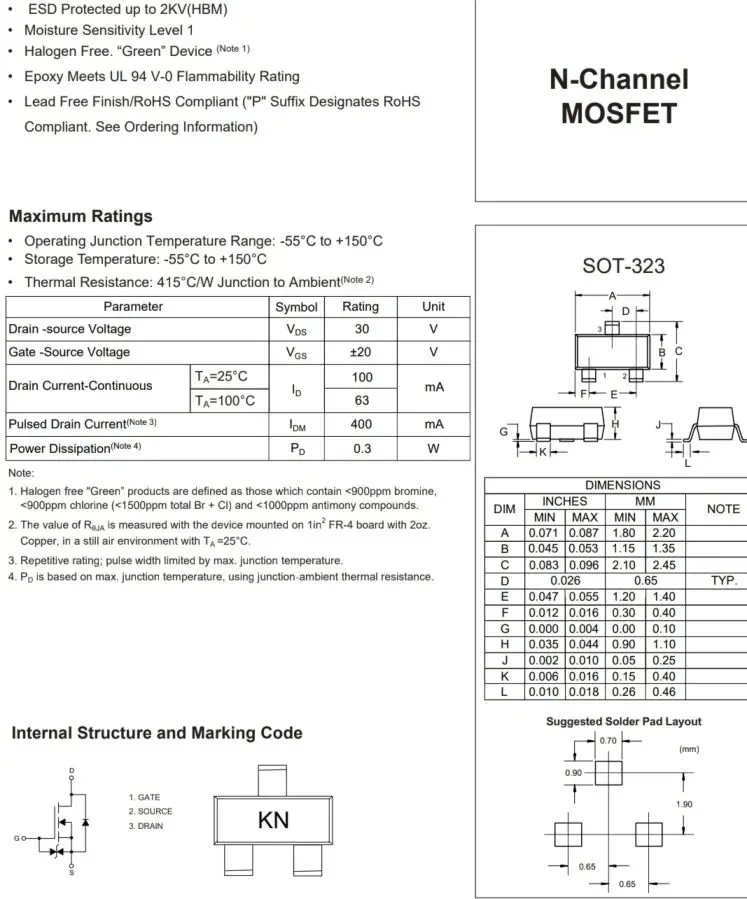 Полевой тр-р 2SK3018 n-ch. 30V, 0.1A 2