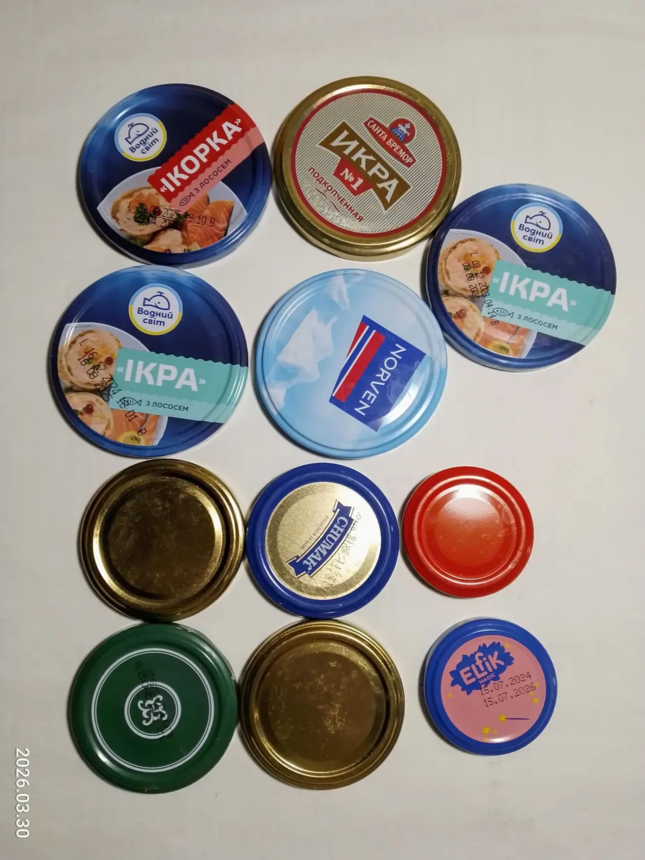 Крышка твист на банку для продуктов закручивающаяся, разный диаметр, 22 штуки набор 3