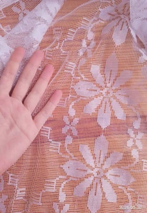 Тюль сетка белая узор цветы 202 на 180 см, для кухни