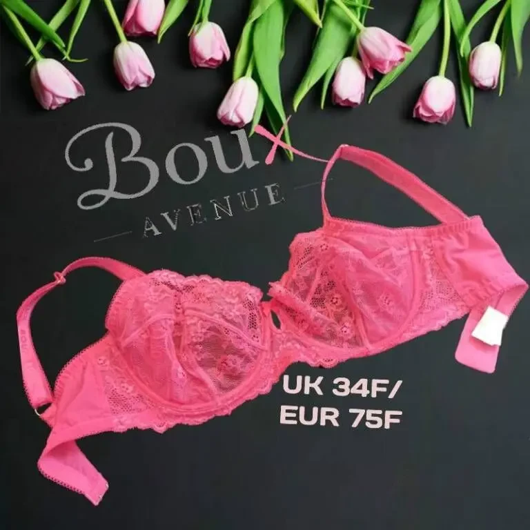 Boux Avenue  UK34F/EUR 75F Бюстгальтер полупрозрачный мягкий косточка малиновый
