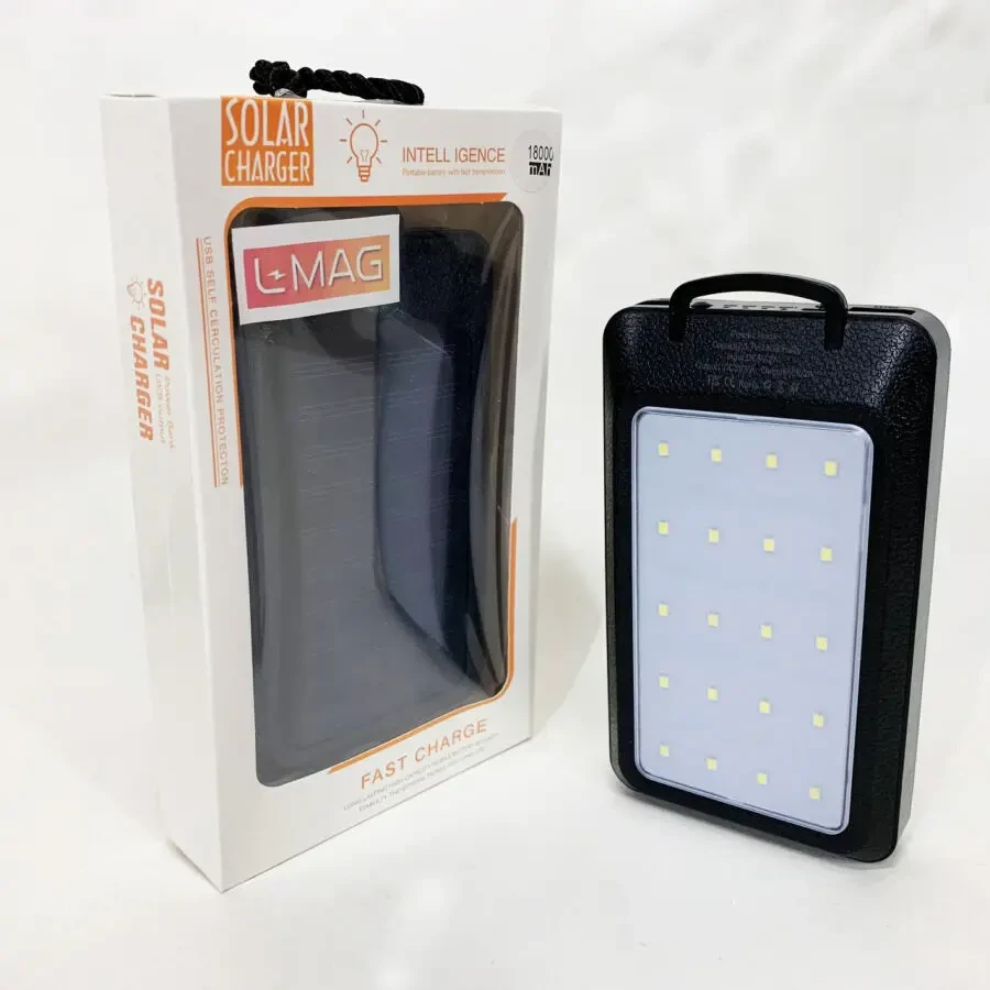 УМБ Power Bank Solar 18000 mAh мобильное зарядное с солнечной панелью и лампой, Power Bank Charger White 10